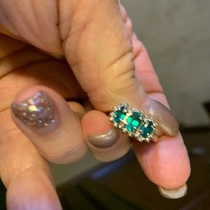 Emerald and diamond ring, size 5.5